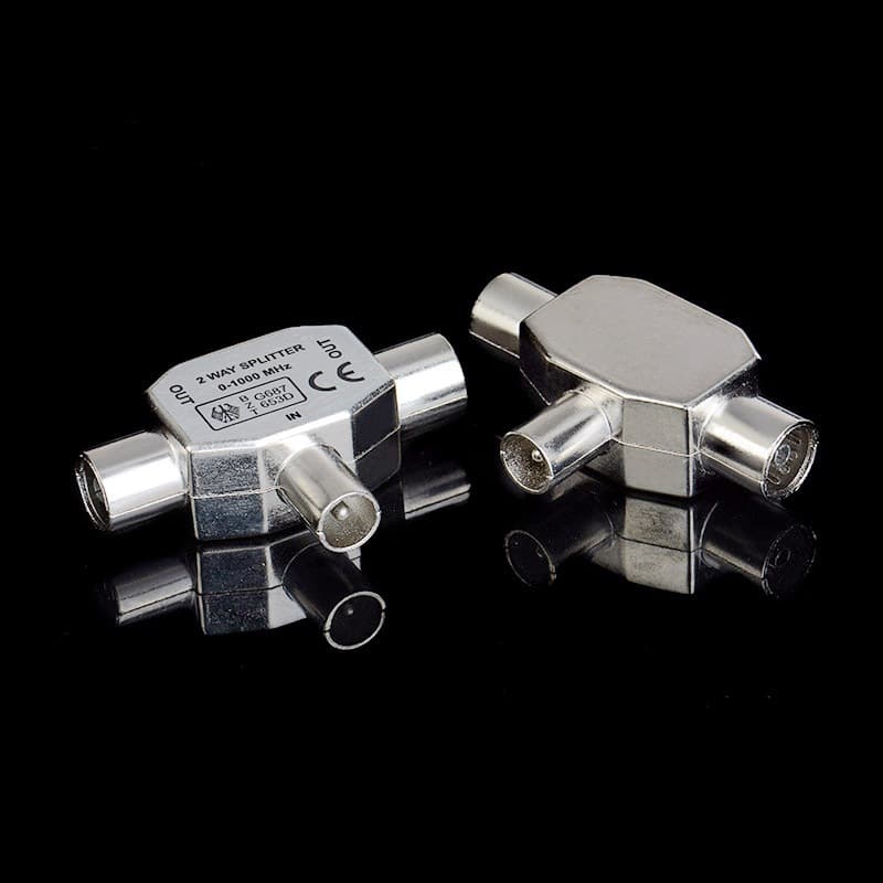 Metal RF TV Adapter Video Connector Splitter 3