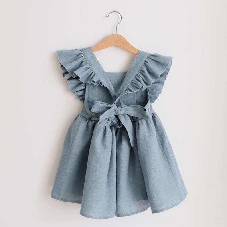 (Cross-border trading), sling girl's, dress, children's brand skirt, cotton and linen 4