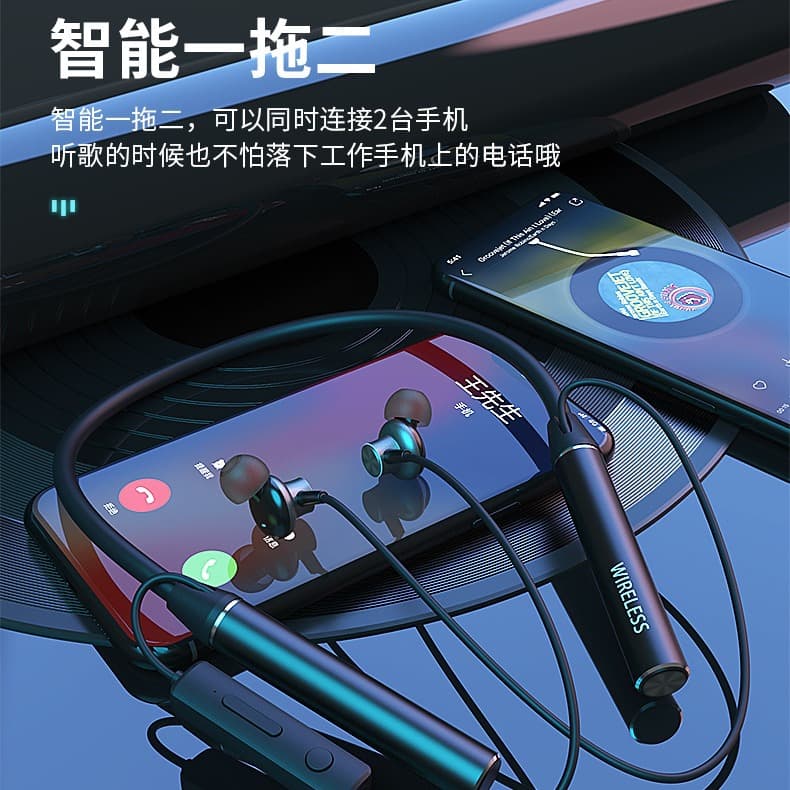 Cross-border 5.3 in-ear long-life wireless Bluetooth headset card-insertable neck-hanging sports headset factory private model 1