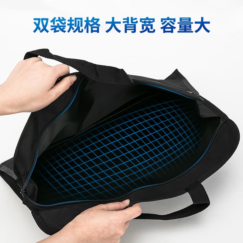 Deli 63753 Portable pull chain bag Oxford cloth A4 handbag information archives collection business zipper briefcase 3