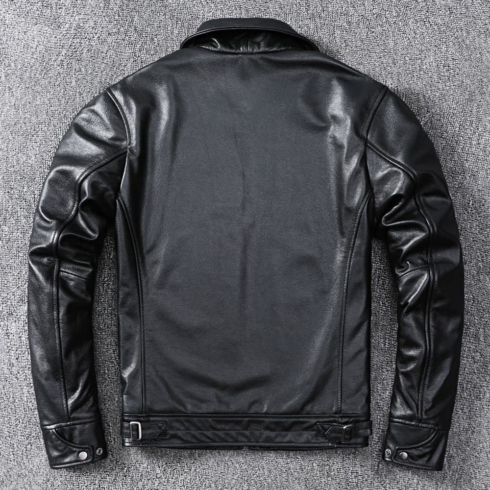Classic soft leather jacket for leisure, genuine leather, slim fit 2