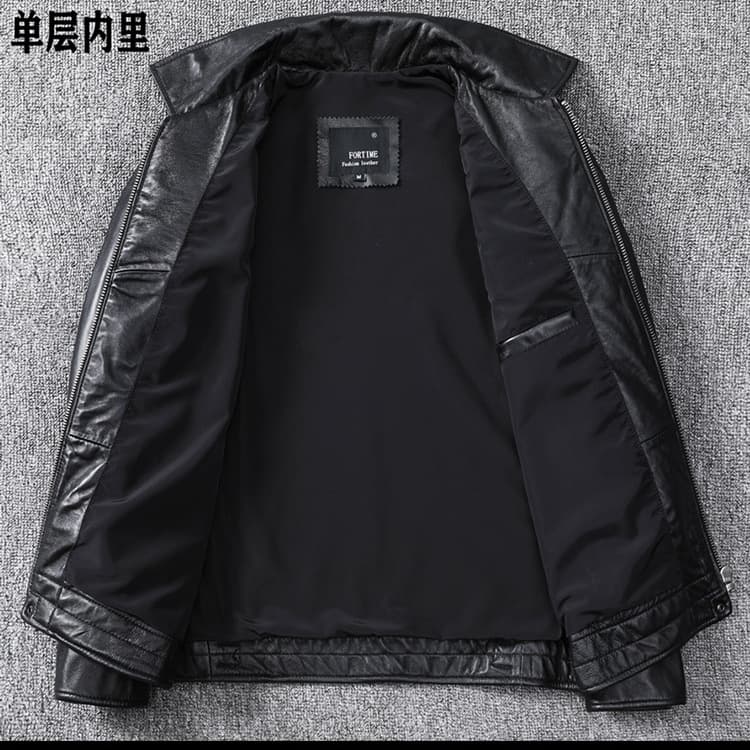 Classic soft leather jacket for leisure, genuine leather, slim fit 3