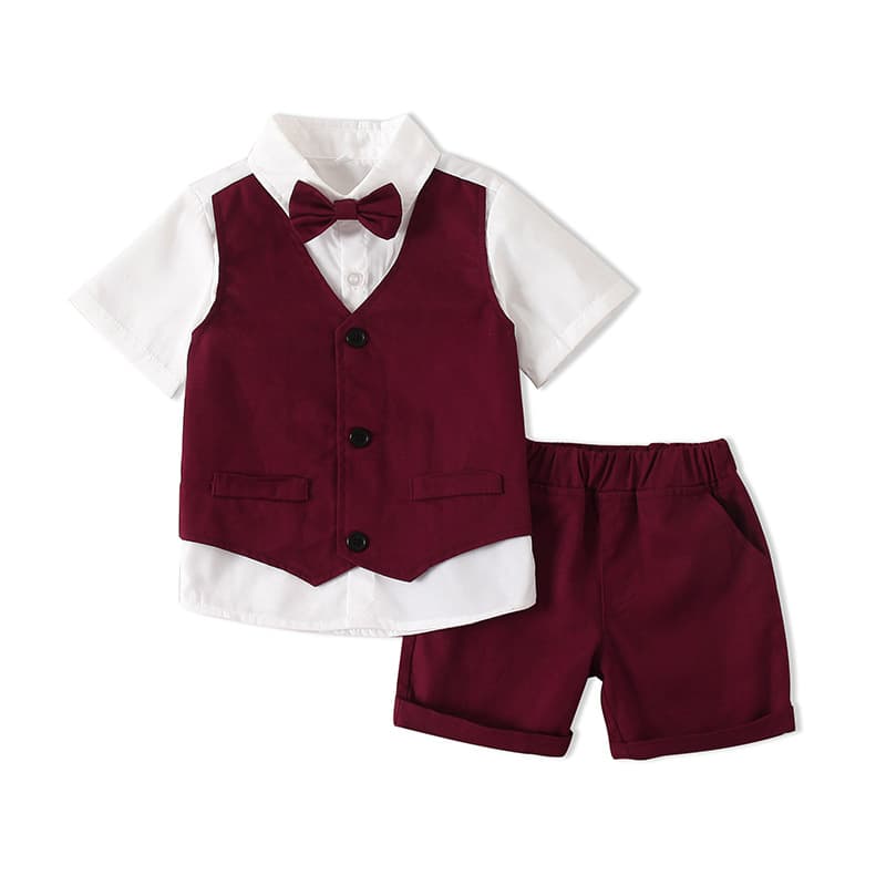 Summer classic suit jacket for boys, children's shirt, vest, dress, set, Korean style 5