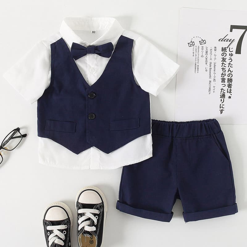 Summer classic suit jacket for boys, children's shirt, vest, dress, set, Korean style 1