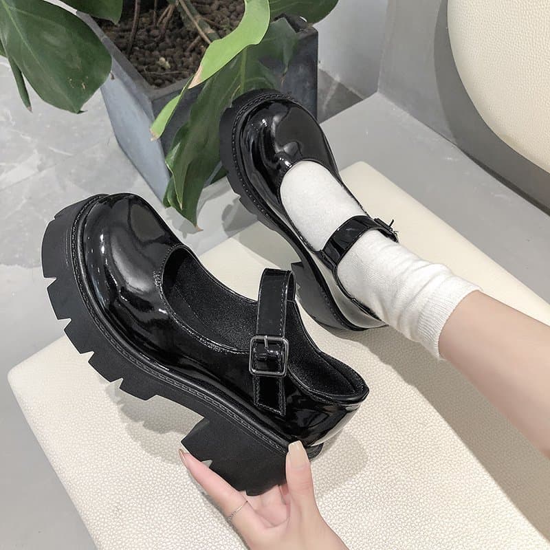 Mary Zhen single shoes for women large size 2025 spring new small leather shoes for women thick heels and thick soles with versatile skirt high heels 4