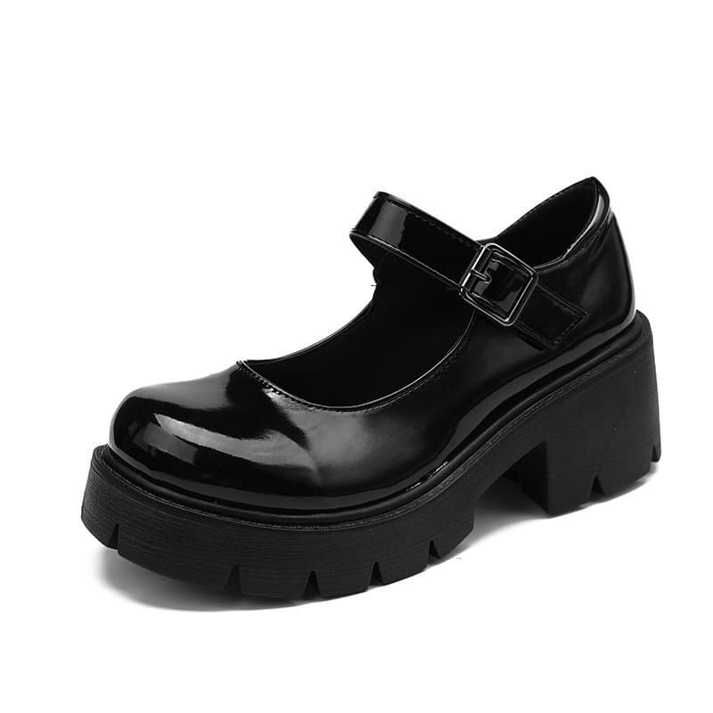 Mary Zhen single shoes for women large size 2025 spring new small leather shoes for women thick heels and thick soles with versatile skirt high heels 5