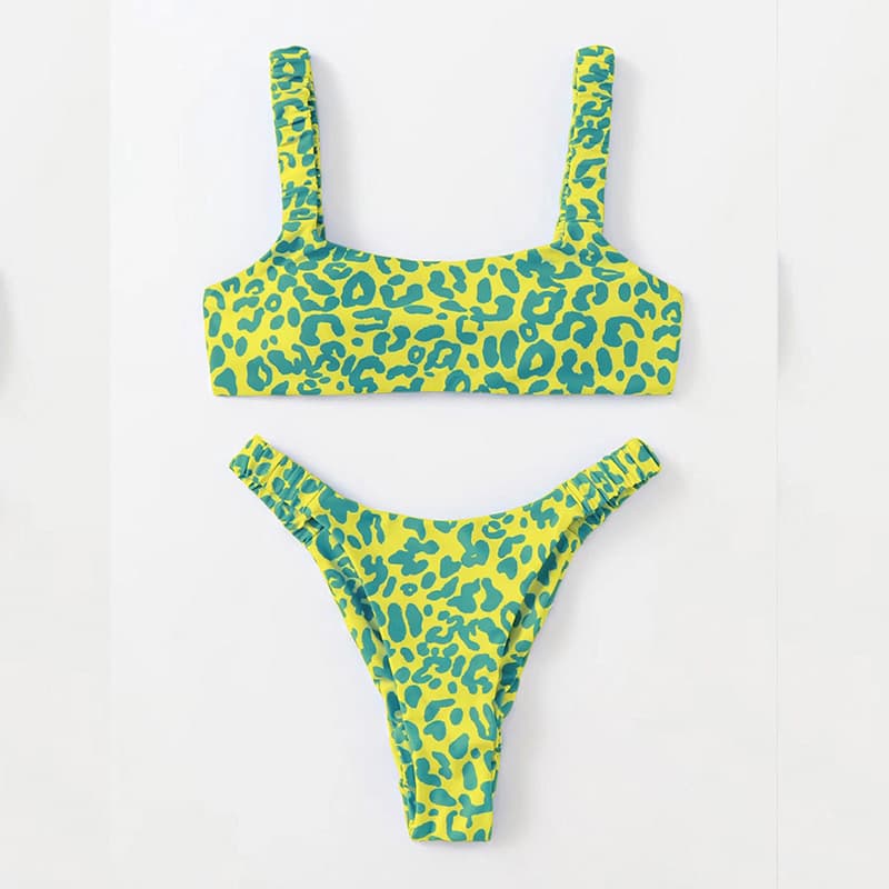 Sexy fashionable multicoloured colored split trend swimwear, European style, high waist 3