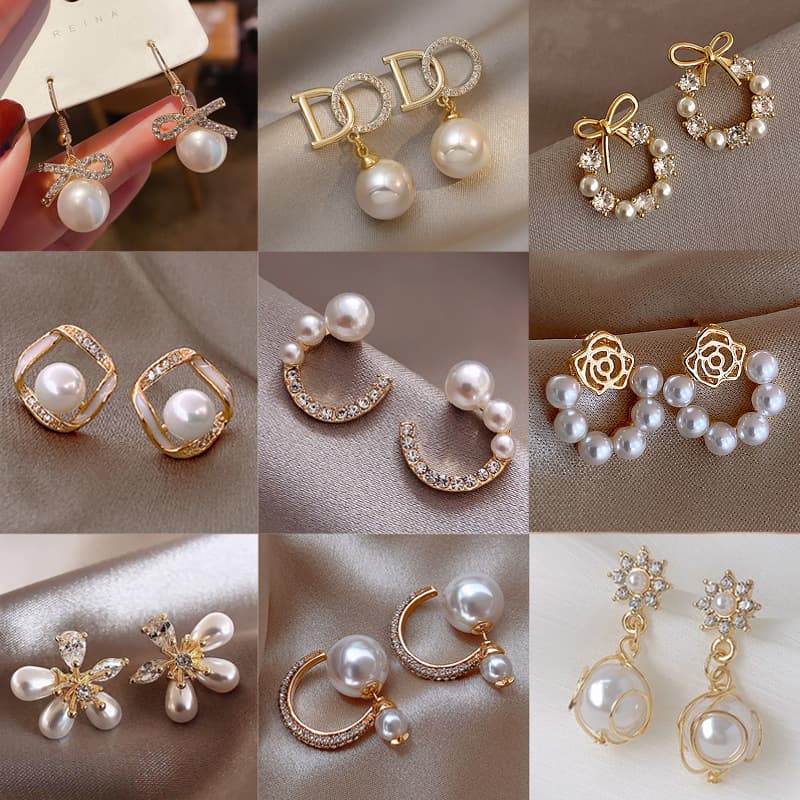 (Wholesale), elegant accessory, universal fashionable earrings pearl with bow, simple and elegant design, high-quality style