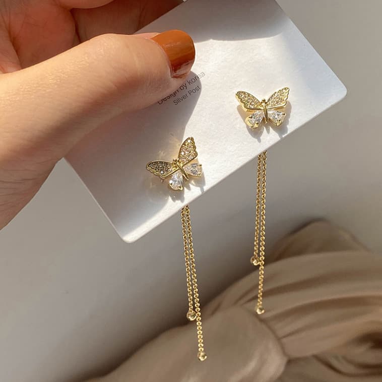 Fresh earrings with tassels, double wear 3