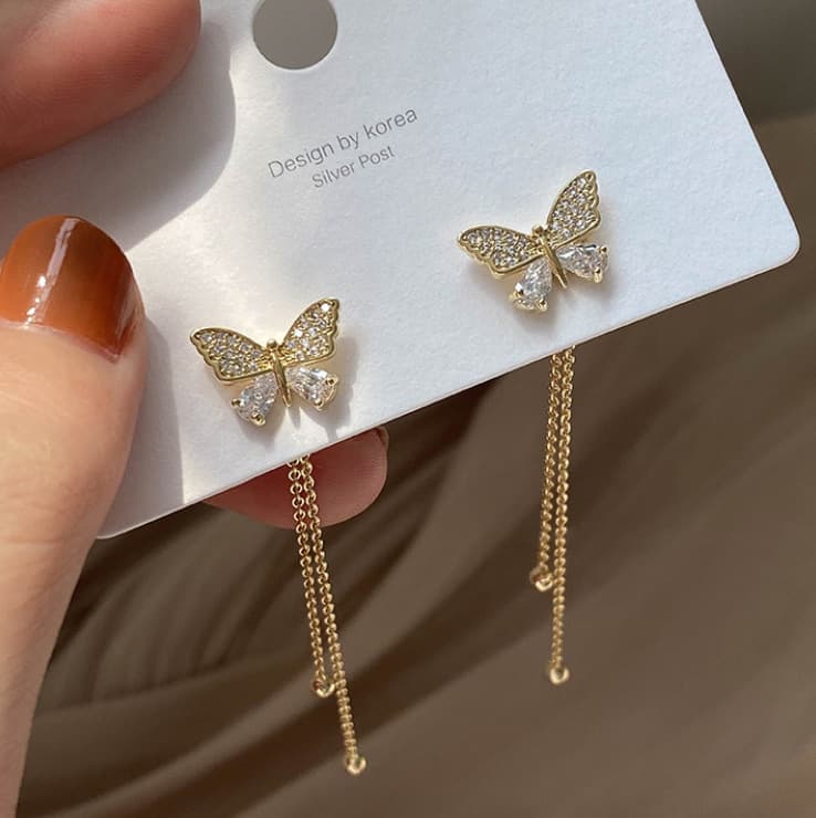 Fresh earrings with tassels, double wear