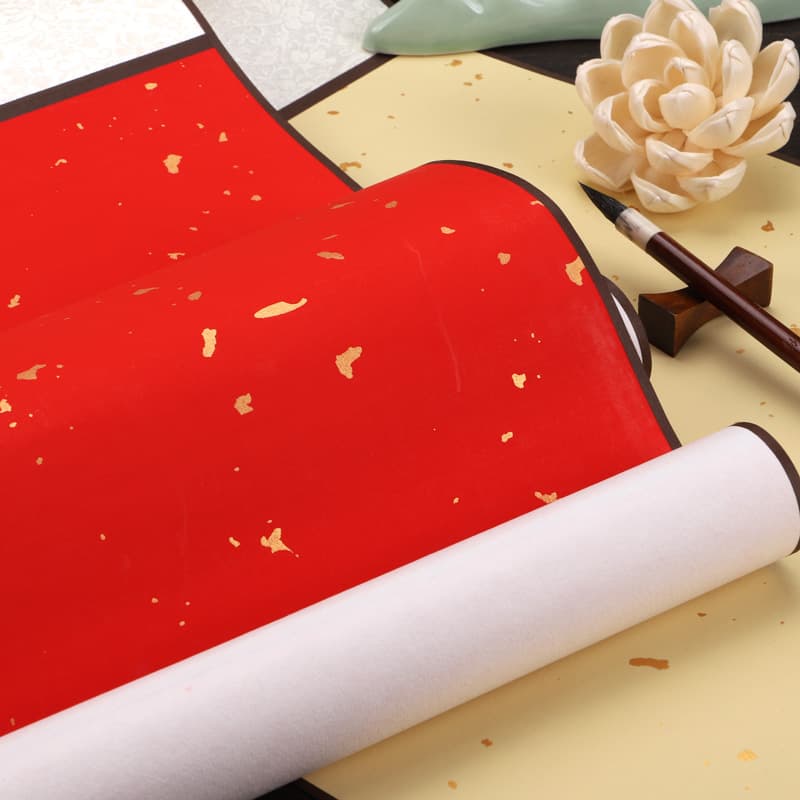 Thickened rice paper scroll vertical blank space -painted core handmade hanging axle Shengxuan all -round cloth high -temperature hardcover calligraphy calligraphy creation 4