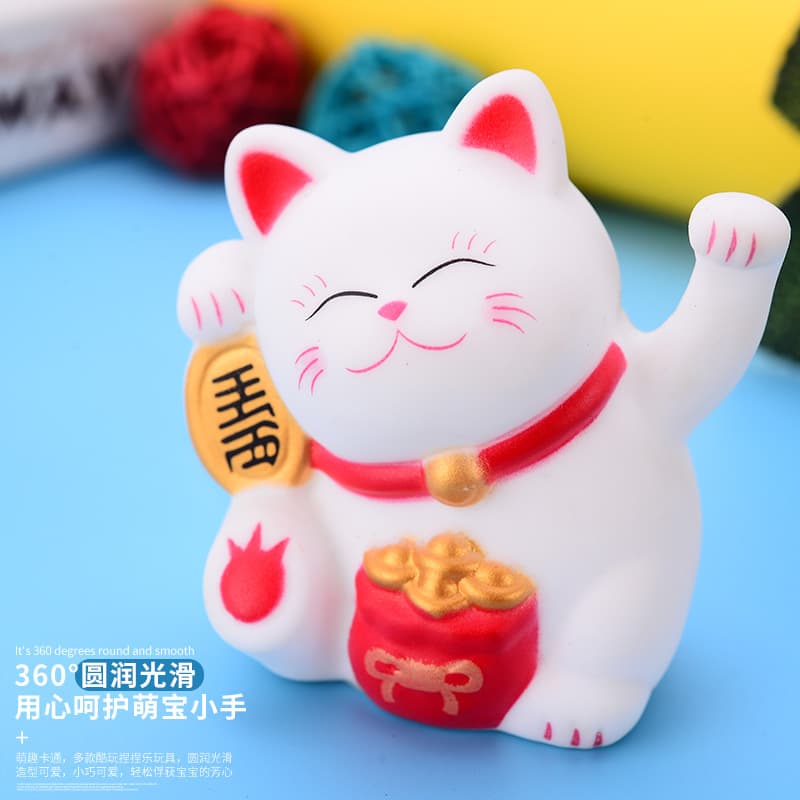 Vinyl beckoning cat lucky bag Yuanbao New Year cake decoration Shoubi Nanshan baking ornaments cat doll 1