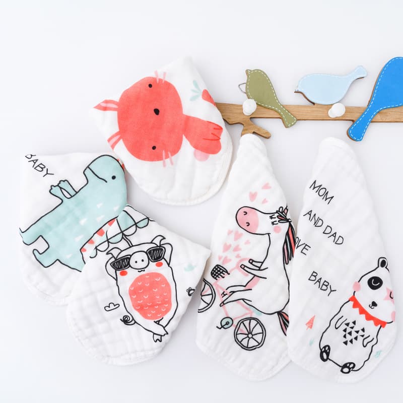 Children's scarf, gauze set for new born, wet wipes for face washing, handkerchief, eating bib, 5 pieces, water absorbent 3