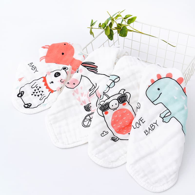 Children's scarf, gauze set for new born, wet wipes for face washing, handkerchief, eating bib, 5 pieces, water absorbent 4