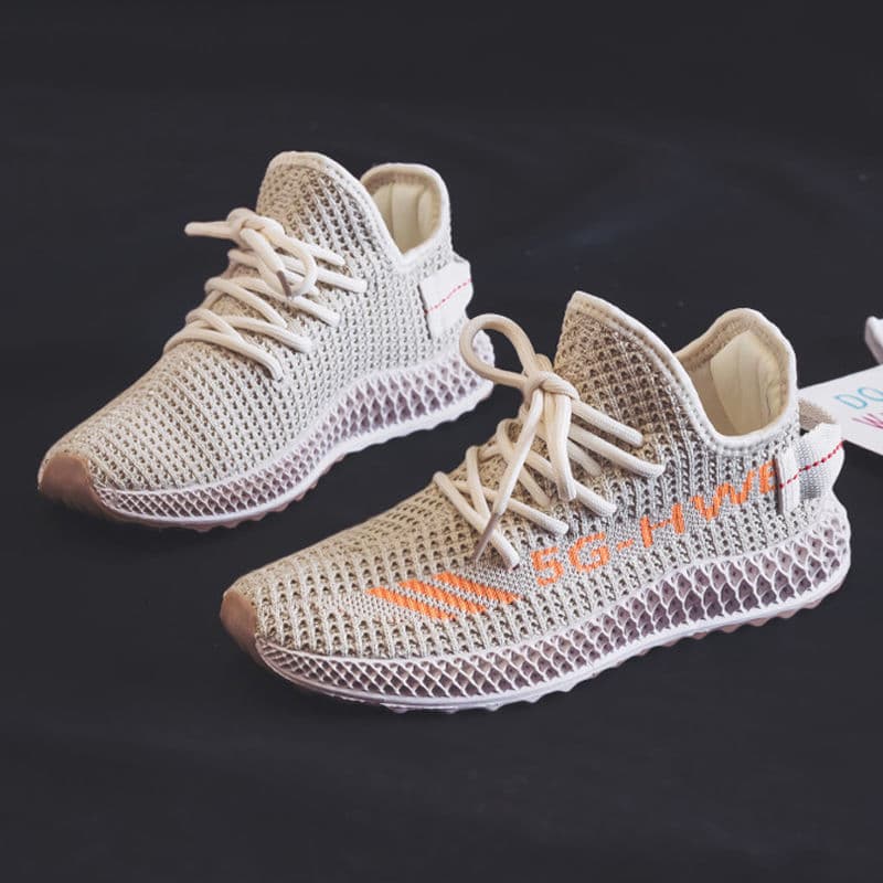 Women's shoes, spring and autumn, versatile breathable casual shoes, Korean sports shoes, women's trendy mesh soft sole flying woven sports 4