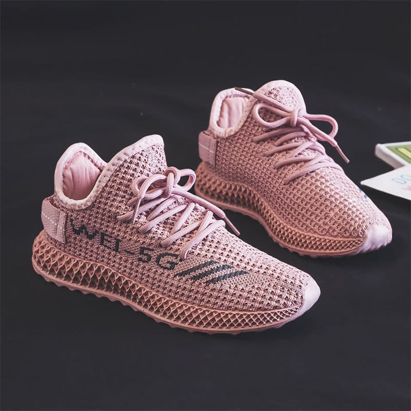 Women's shoes, spring and autumn, versatile breathable casual shoes, Korean sports shoes, women's trendy mesh soft sole flying woven sports