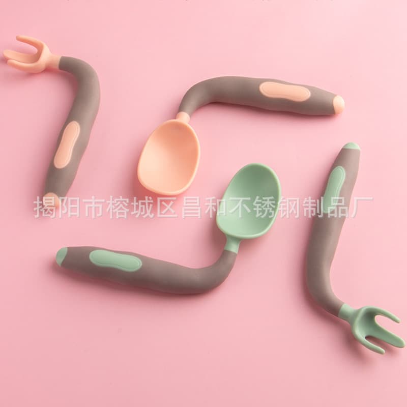 Children's spoon for food for training, tableware, set, Birthday gift 2
