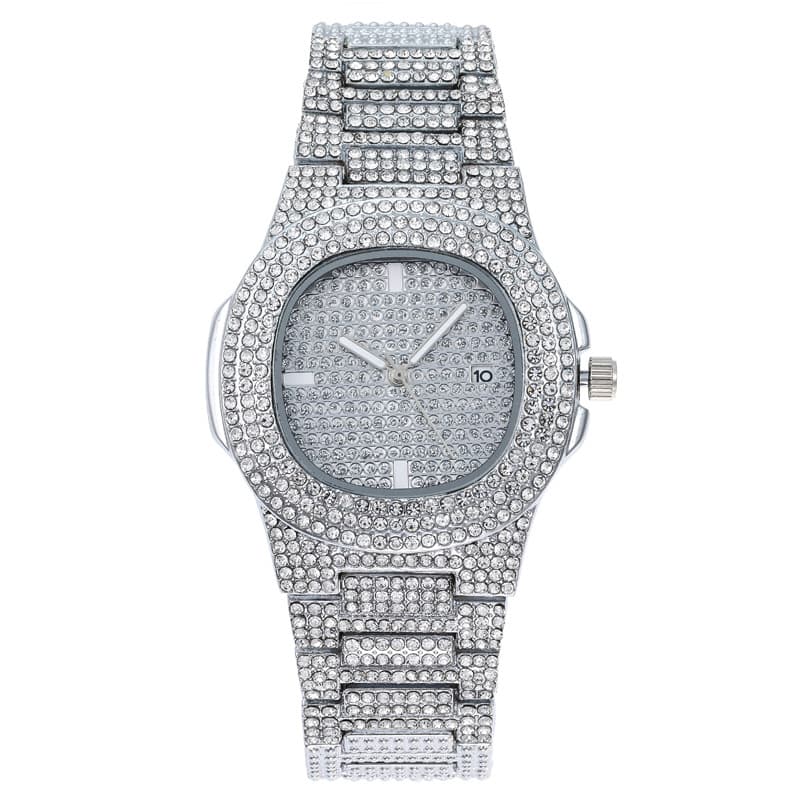 (Cross-border trading), diamond quartz watches, calendar, swiss watch, steel belt 3