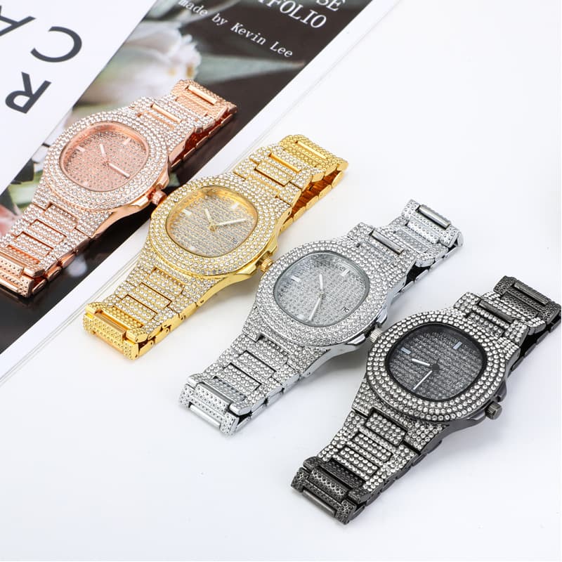 (Cross-border trading), diamond quartz watches, calendar, swiss watch, steel belt 4