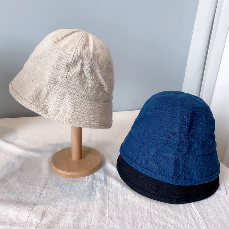 Japanese designer hand -dyed cotton short -eaves fisherman hat female bell hat wild bucket hat four seasons cloth hat 4
