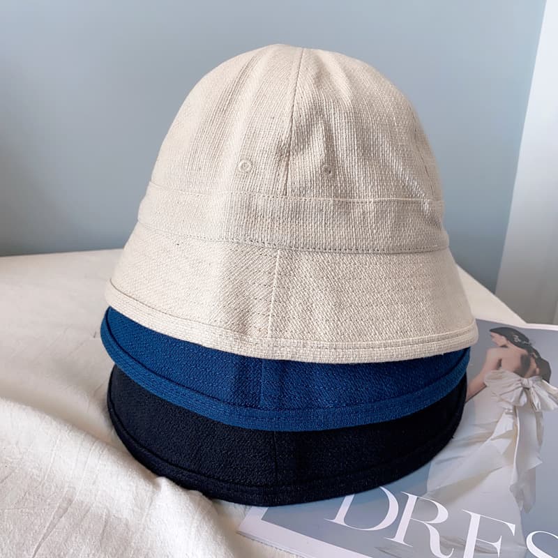 Japanese designer hand -dyed cotton short -eaves fisherman hat female bell hat wild bucket hat four seasons cloth hat