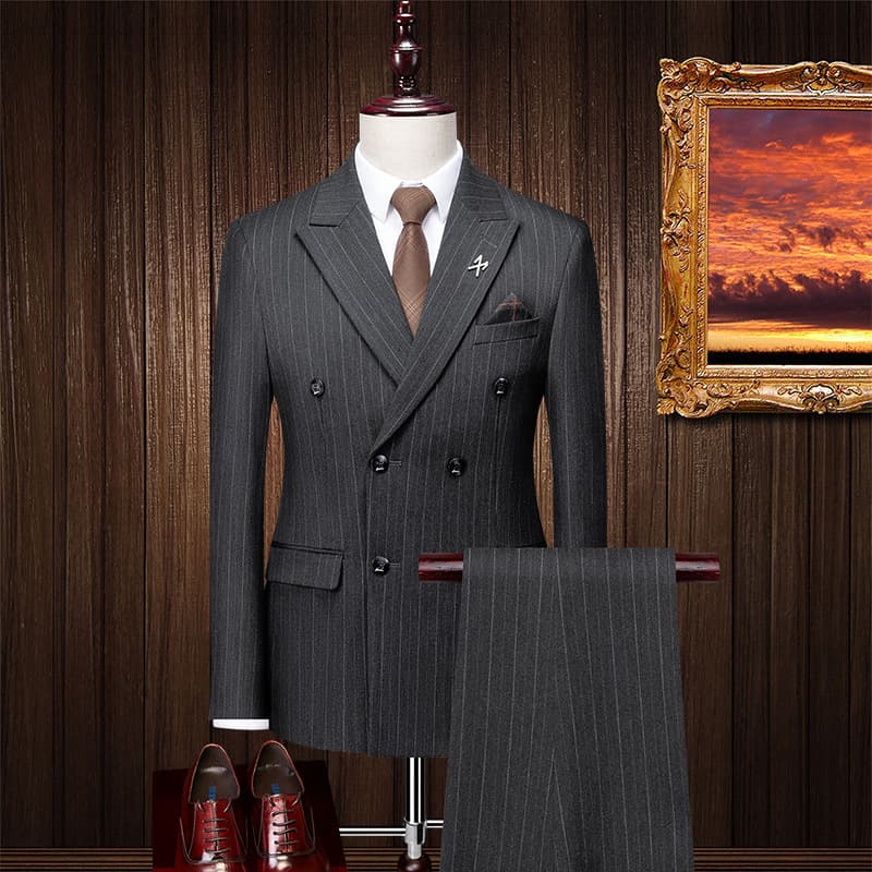 Set for leisure, suit, black dress, 3 piece set, Korean style, slim fit 2
