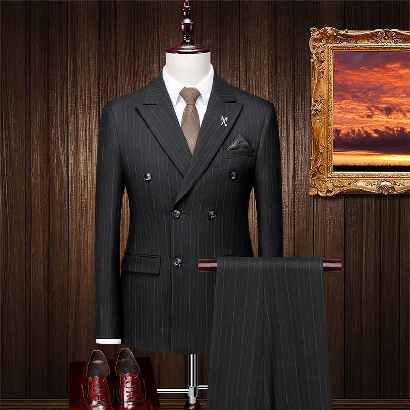 Set for leisure, suit, black dress, 3 piece set, Korean style, slim fit 4