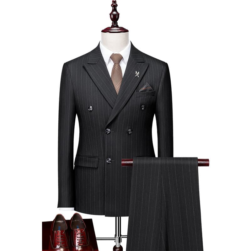 Set for leisure, suit, black dress, 3 piece set, Korean style, slim fit 1