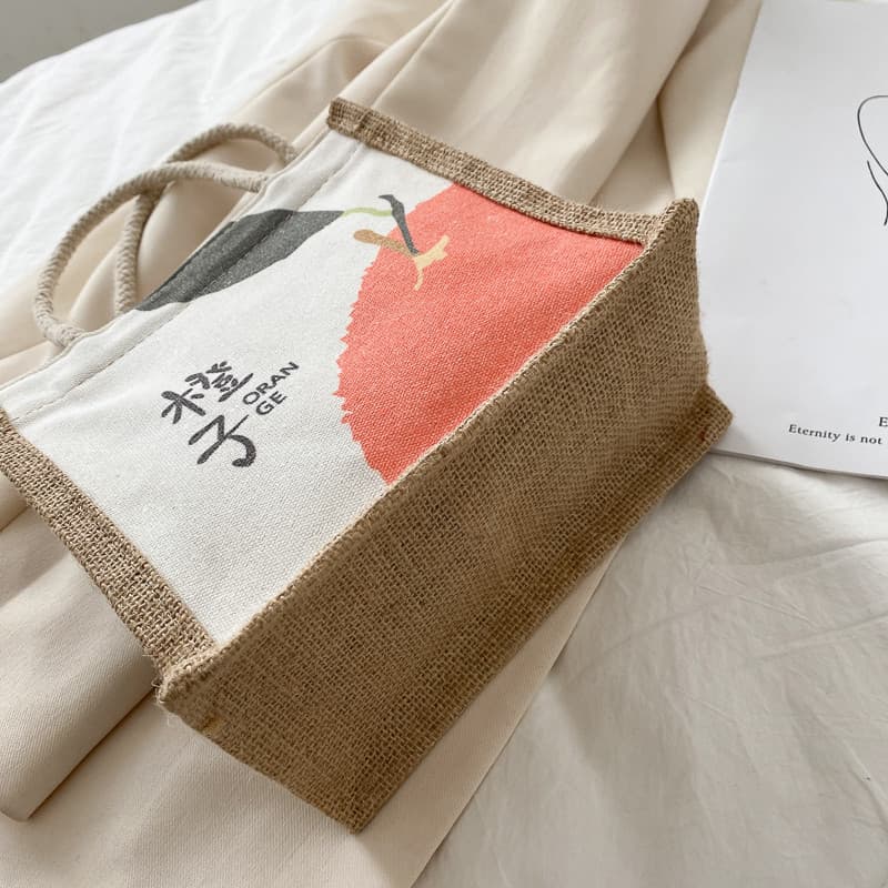 One-shoulder bag, Japanese cartoon capacious brand linen bag, food bag, for students 3