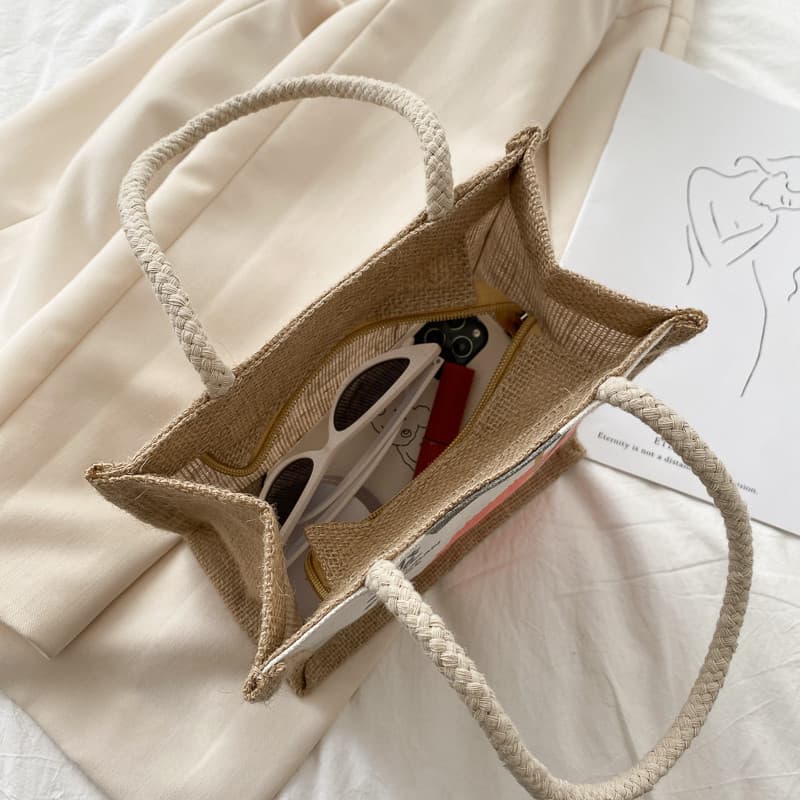 One-shoulder bag, Japanese cartoon capacious brand linen bag, food bag, for students 4