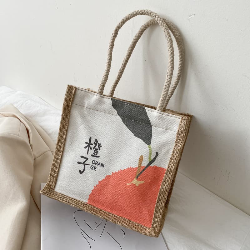 One-shoulder bag, Japanese cartoon capacious brand linen bag, food bag, for students 1