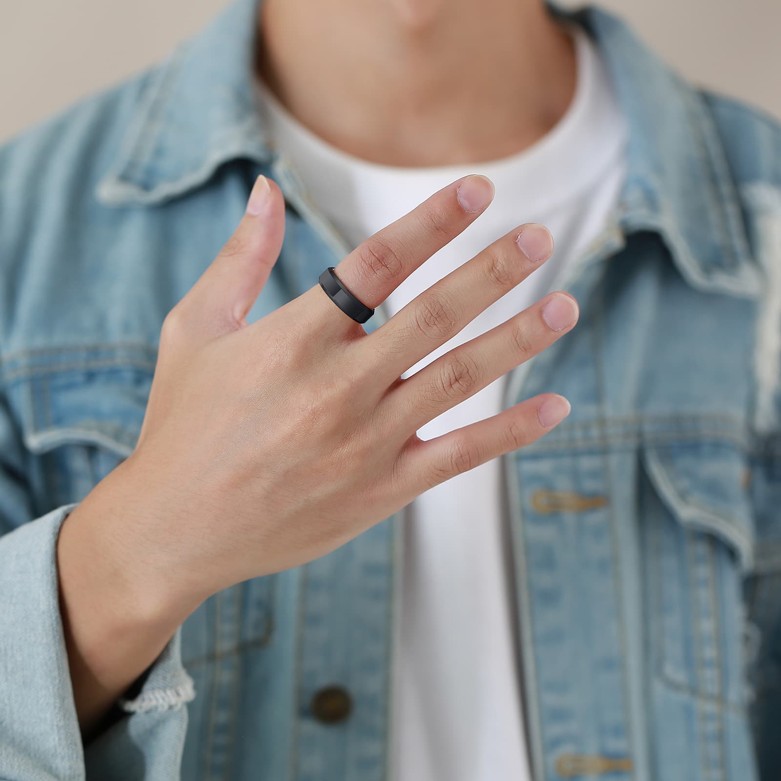 Accessory, fashionable ring, Tungsten steel, Korean style 4