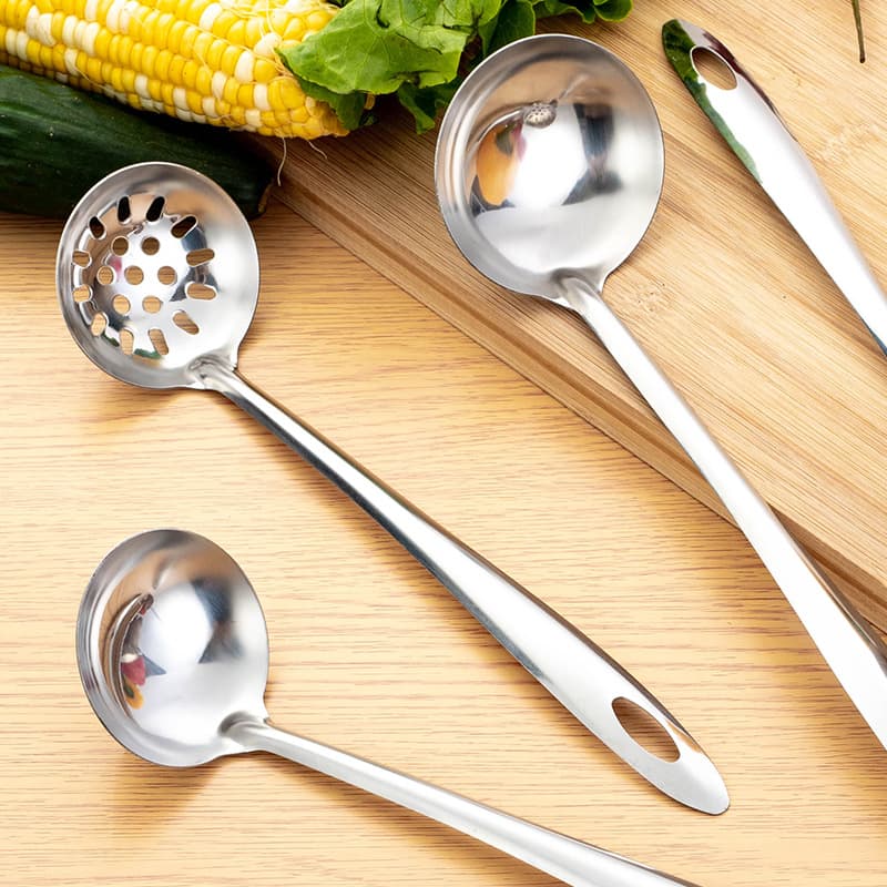 Stainless steel hot pot spoon colander set kitchen cooking utensils handle hotel restaurant commercial supplies spoon 1