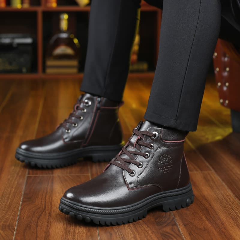 Winter fleece keep warm extra large boots, genuine leather, plus size 3