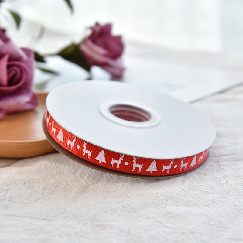 Christmas festival decorative ribbon set 1cm small roll gift belt printing logo ribbon printed thread strap 8