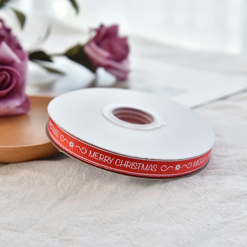 Christmas festival decorative ribbon set 1cm small roll gift belt printing logo ribbon printed thread strap 10