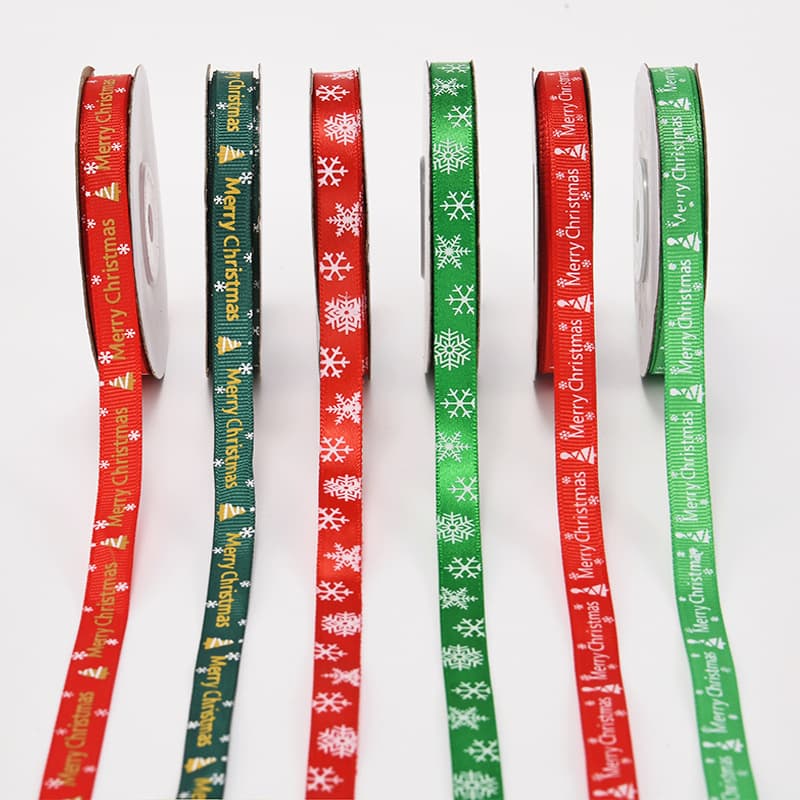 Christmas festival decorative ribbon set 1cm small roll gift belt printing logo ribbon printed thread strap