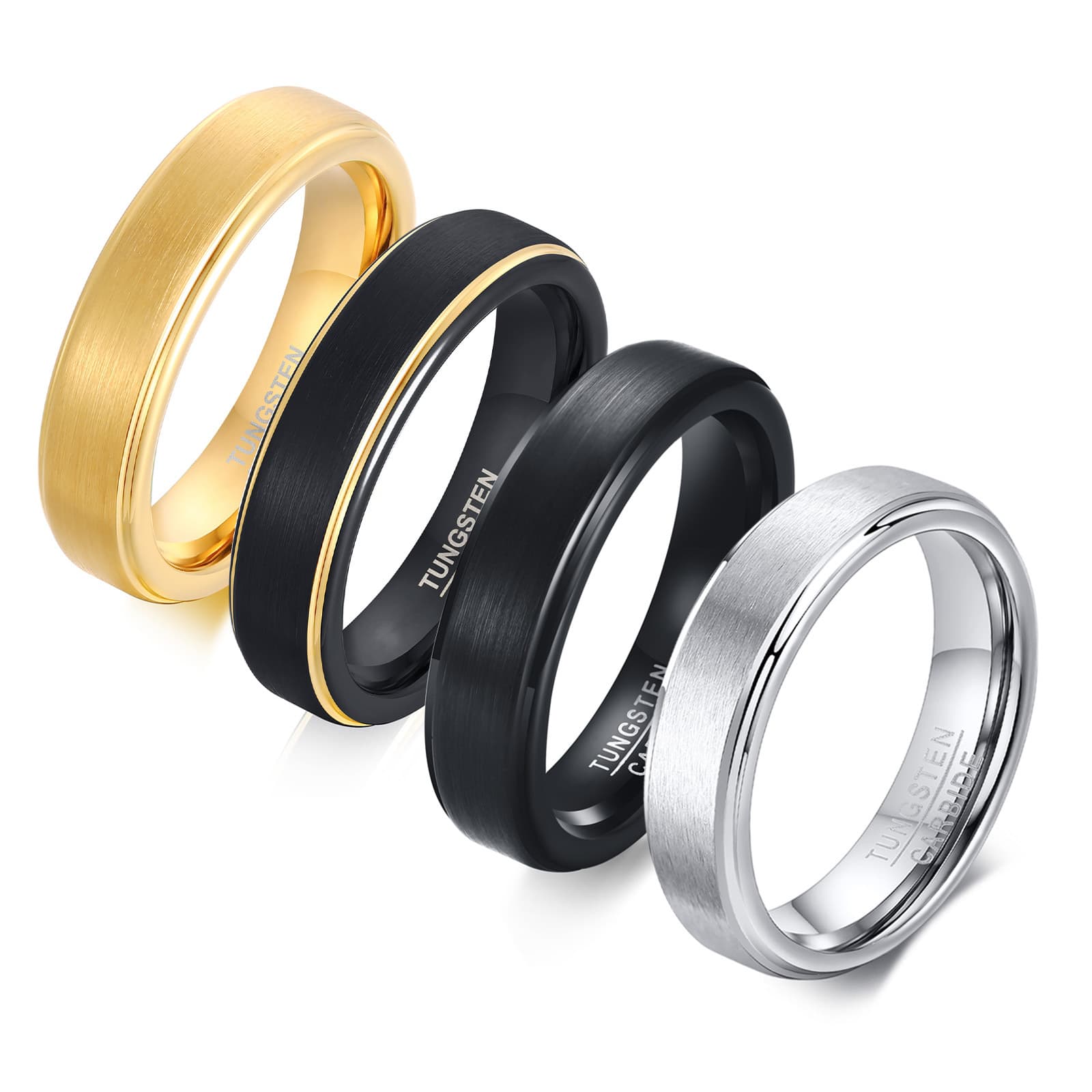 Men rings tungsten steel ring black wholesale tungsten steel 5mm black gold graduation ring TCR-061 1