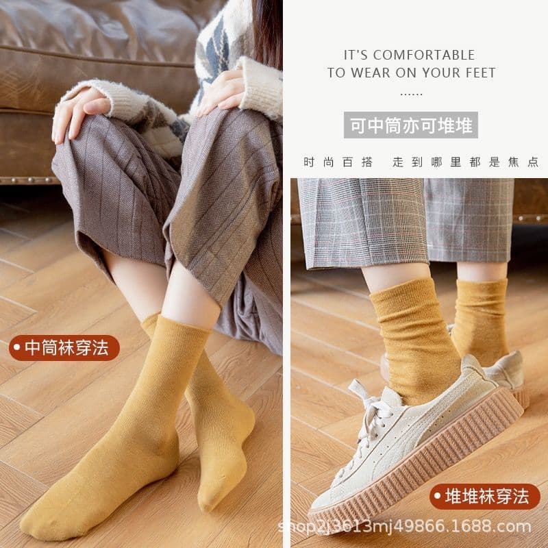 Tide, demi-season trend Japanese retro knee socks, mid-length, Korean style 4