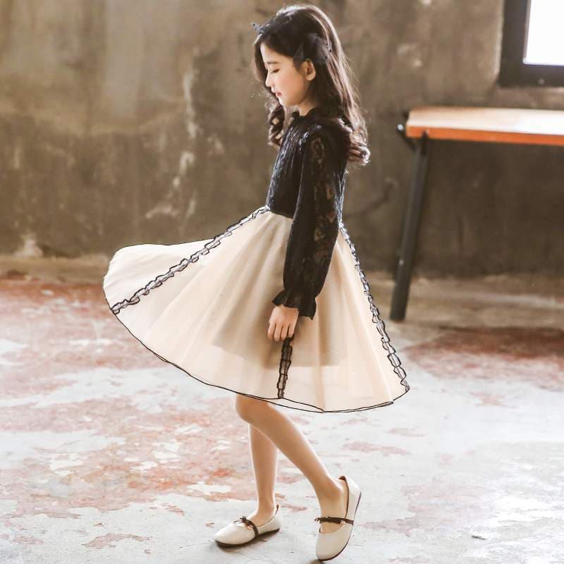 Children's dress, summer long-sleeve, girl's skirt, lace small princess costume, western style, Korean style 4