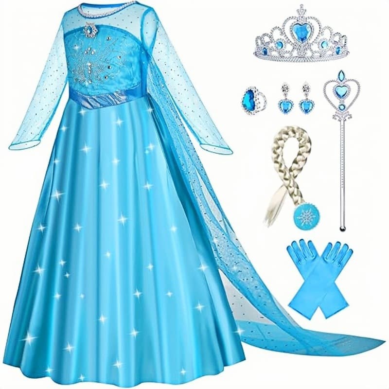 Small princess costume, long-sleeve, girl's skirt, long dress, set 4