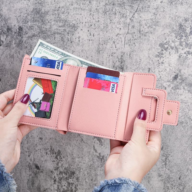Solid color wallet, shoulder bag, hand loop bag, short fashionable universal small clutch bag, Korean style 2