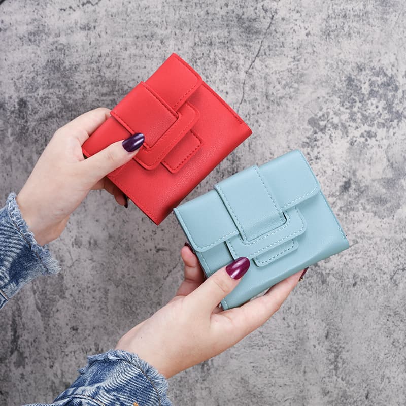 Solid color wallet, shoulder bag, hand loop bag, short fashionable universal small clutch bag, Korean style 4