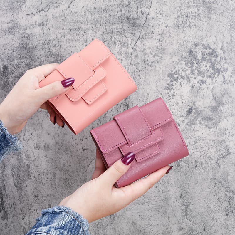 Solid color wallet, shoulder bag, hand loop bag, short fashionable universal small clutch bag, Korean style