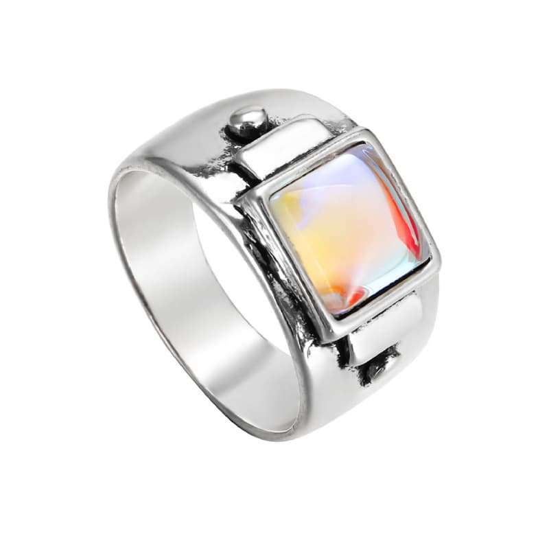 (Cross-border trading), fashionable retro organic ring with stone for wedding anniversary, city style, moonstone 5