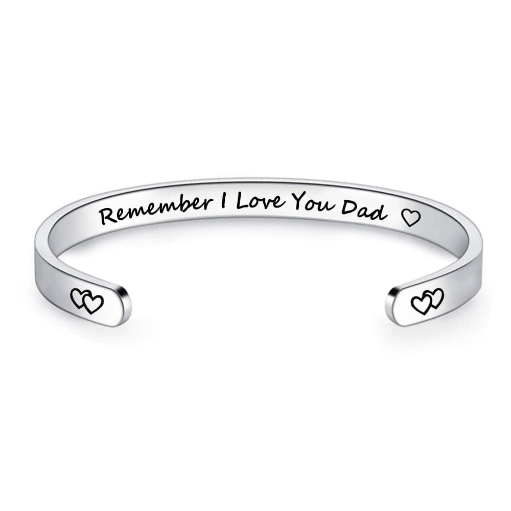 Stainless Steel Open C-Shaped Engraved Bracelet - MOM DAD SON DAUGHTER 3