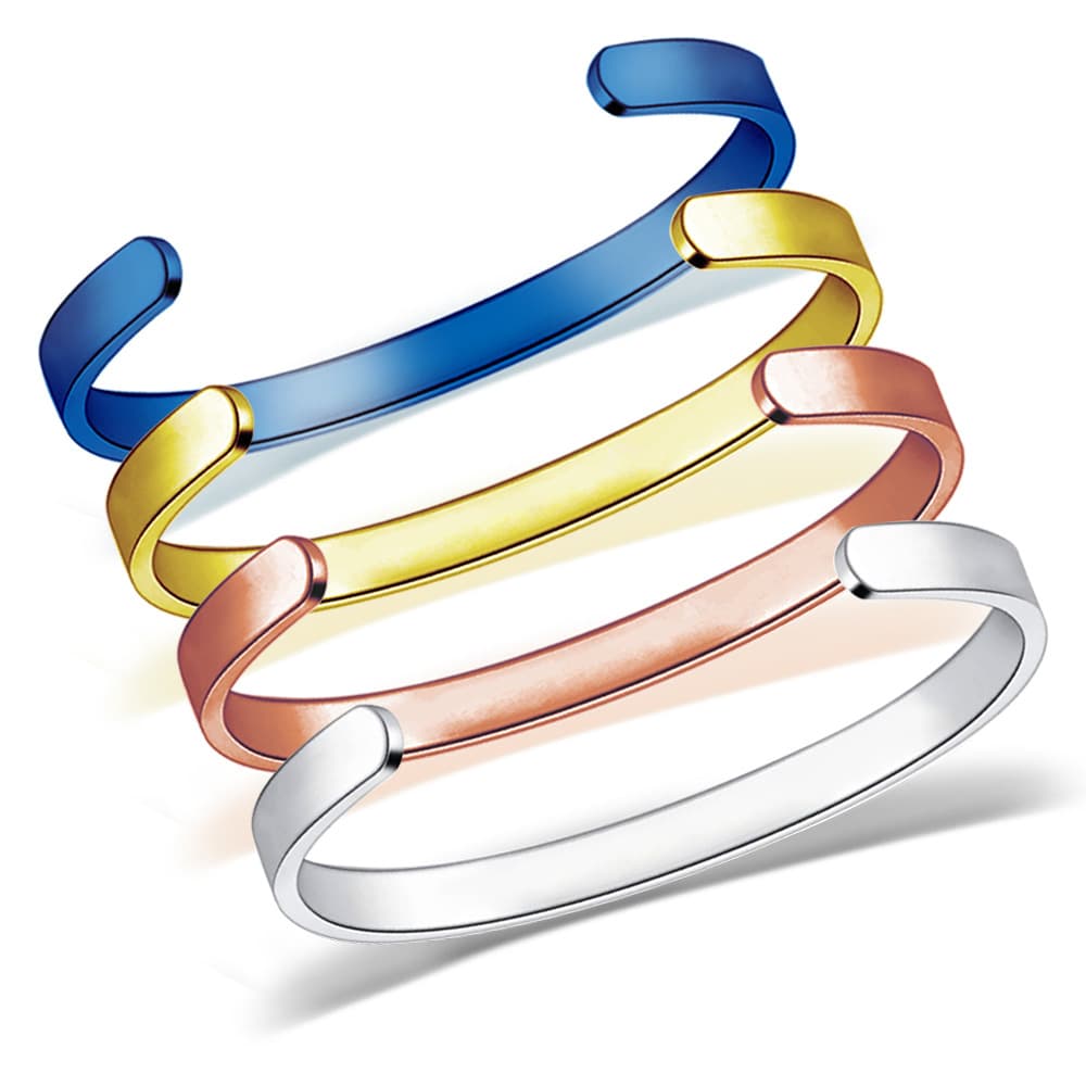 Stainless Steel Open C-Shaped Engraved Bracelet - MOM DAD SON DAUGHTER 4