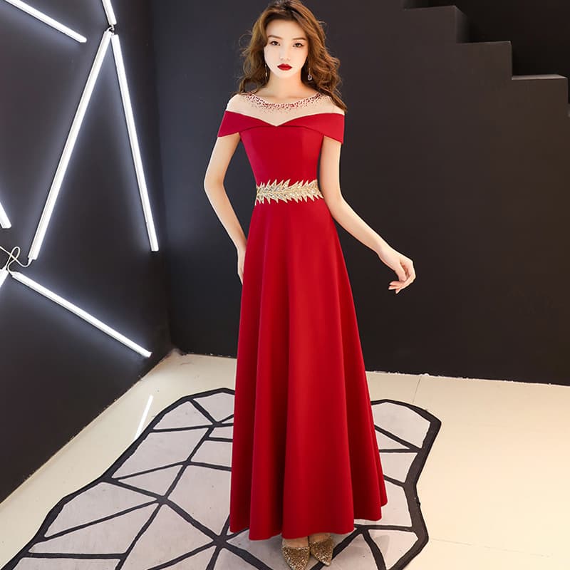 Burgundy evening dress, short wedding dress, 2021 collection