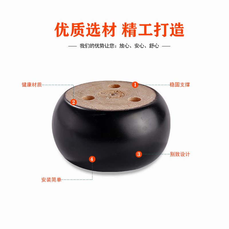 Wholesale simple solid wood round cake foot chair sofa foot table leg cabinet feet round wood chess foot furniture feet 3