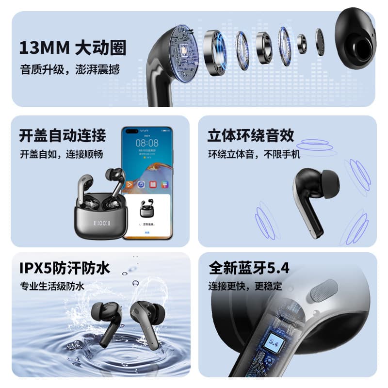Ultra-long battery life digital display in-ear noise reduction true wireless headphones Huaqiangbei digital bluetooth cross-border export digital display 2